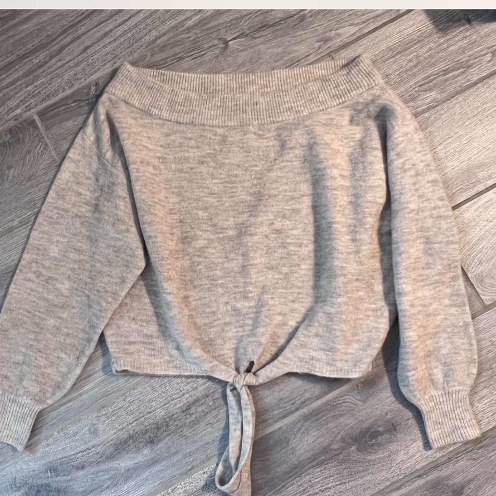 Express Off Shoulder Tie Sweater